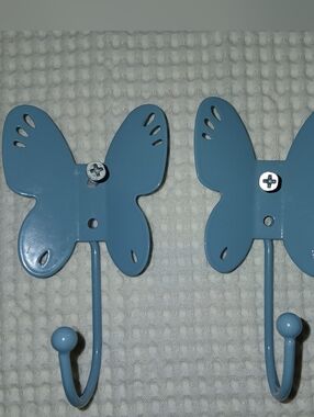 Blue Butterfly Wall Hooks - Set of 2